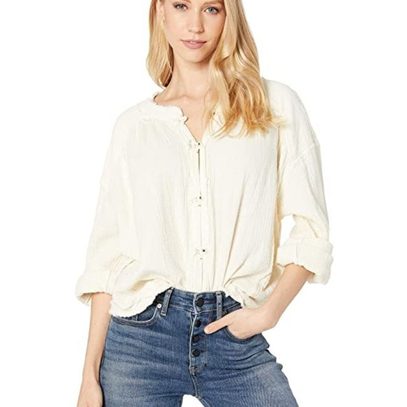 Free People Tops - Free People Moving Mountains Button Up Top Ivory